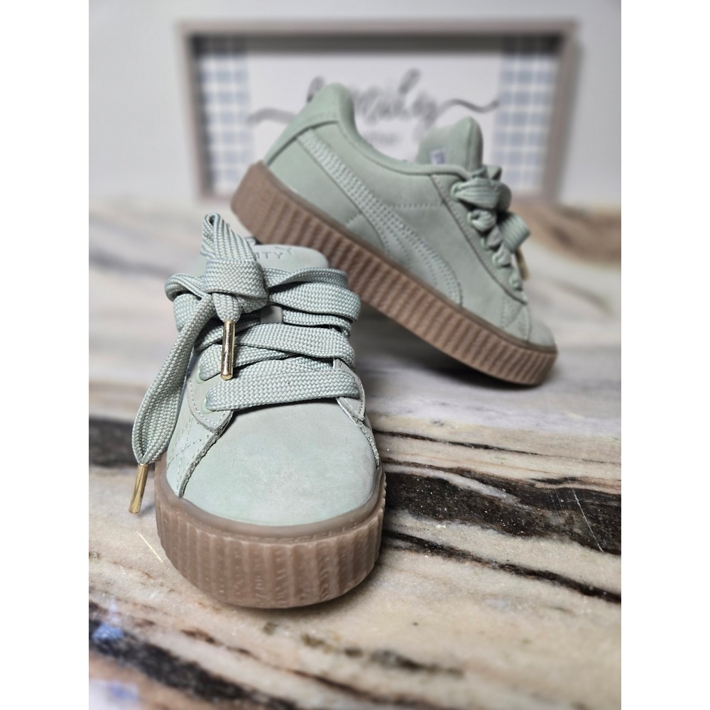 Puma Fenty Rihanna Creeper Sage Green Suede Gum Platform Sneakers